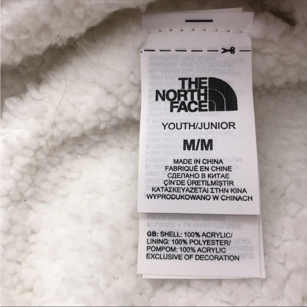 The North Face Ear Flat Knit Hat White/Gray Youth M - Picture 3 of 5